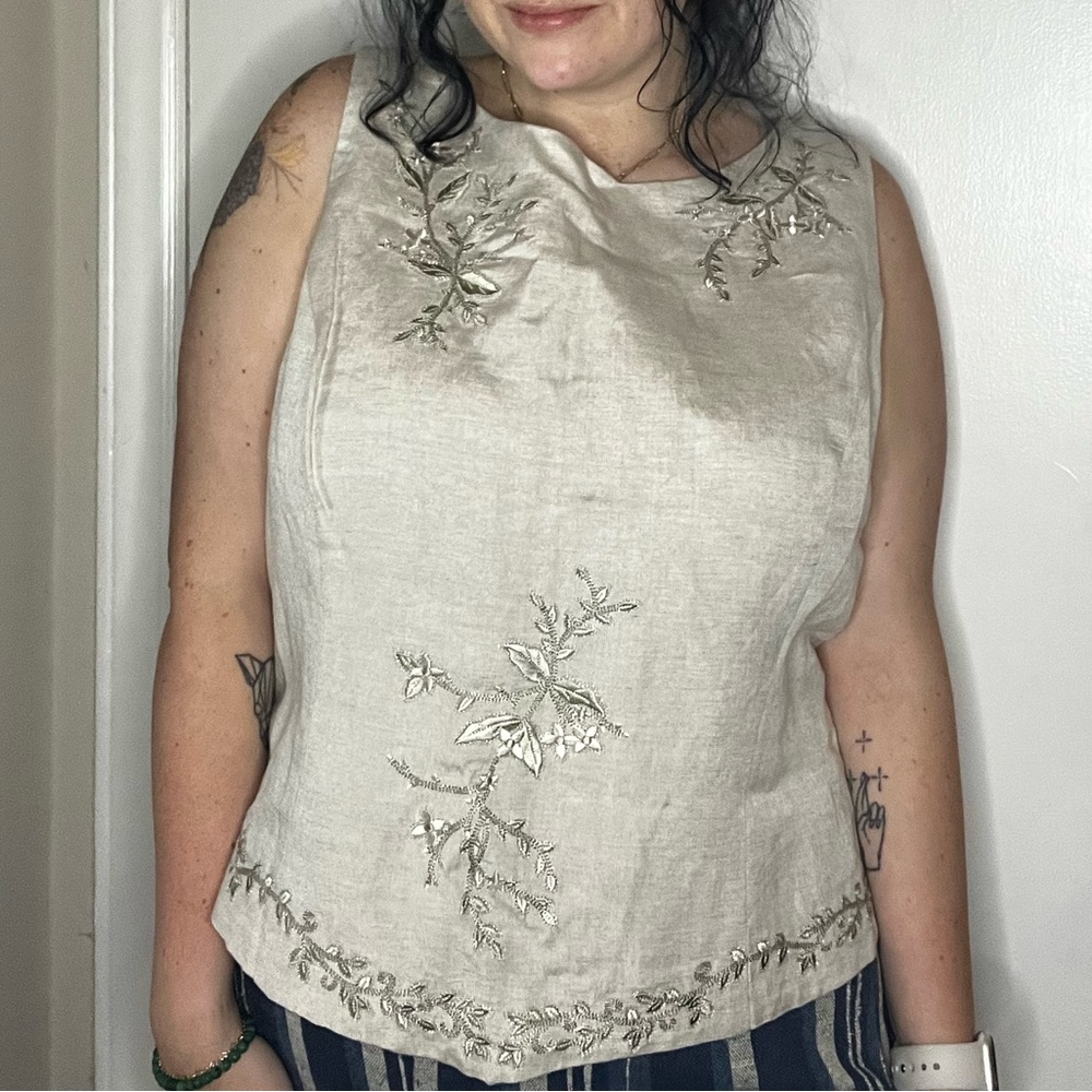 Vintage | Plaza South | Backless Foral Stitch Vest | Size: 14, fits like W L